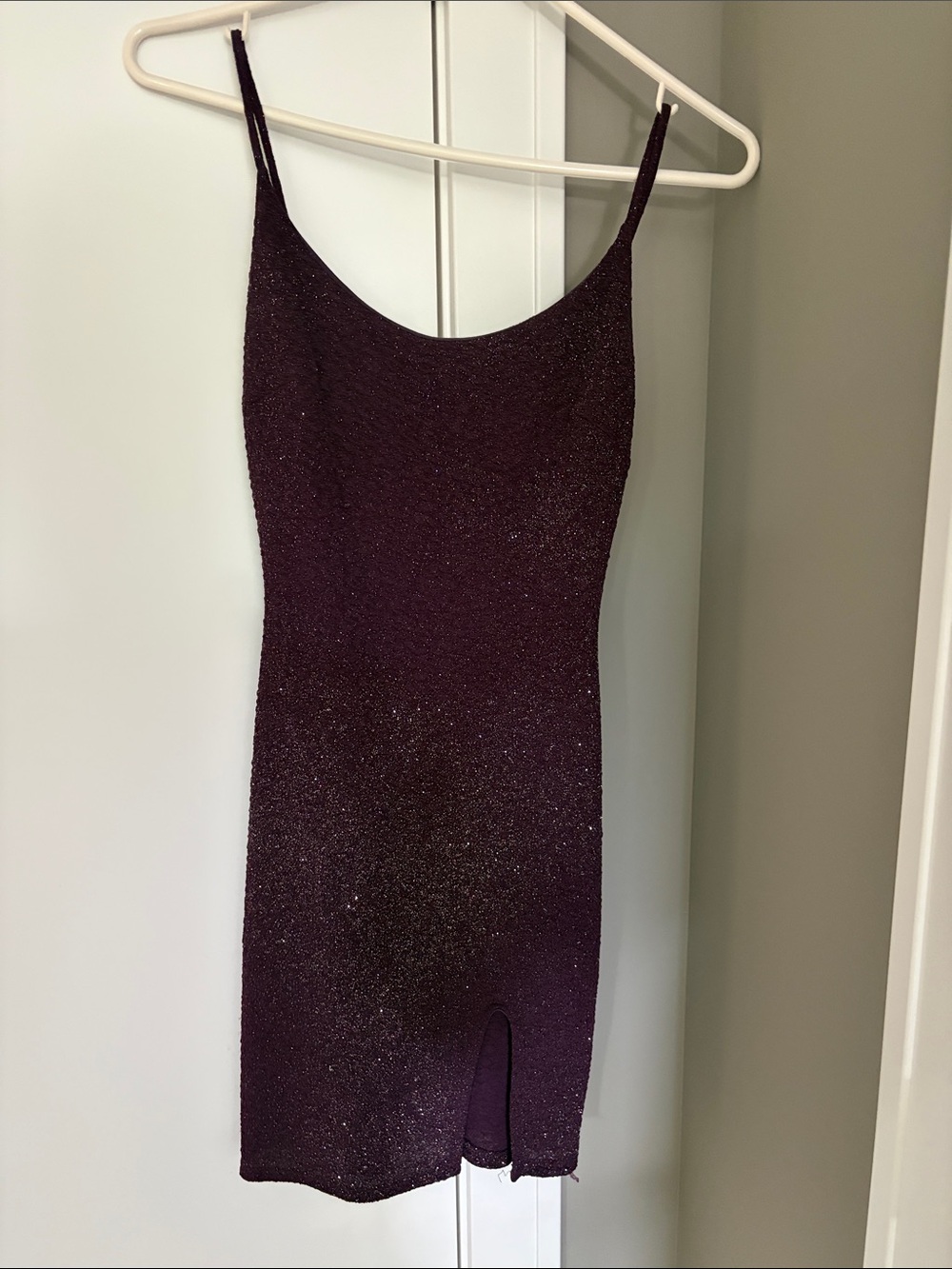 Sparkle Bodycon Mini Dress in Deep Plum